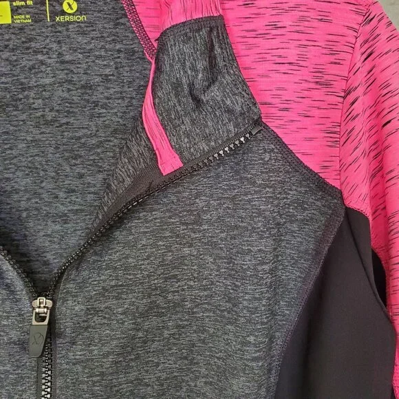 EUC Xersion Athletic Zip-up Jacket Black/Grey/Pink Workout Women's Large - Picture 8 of 11